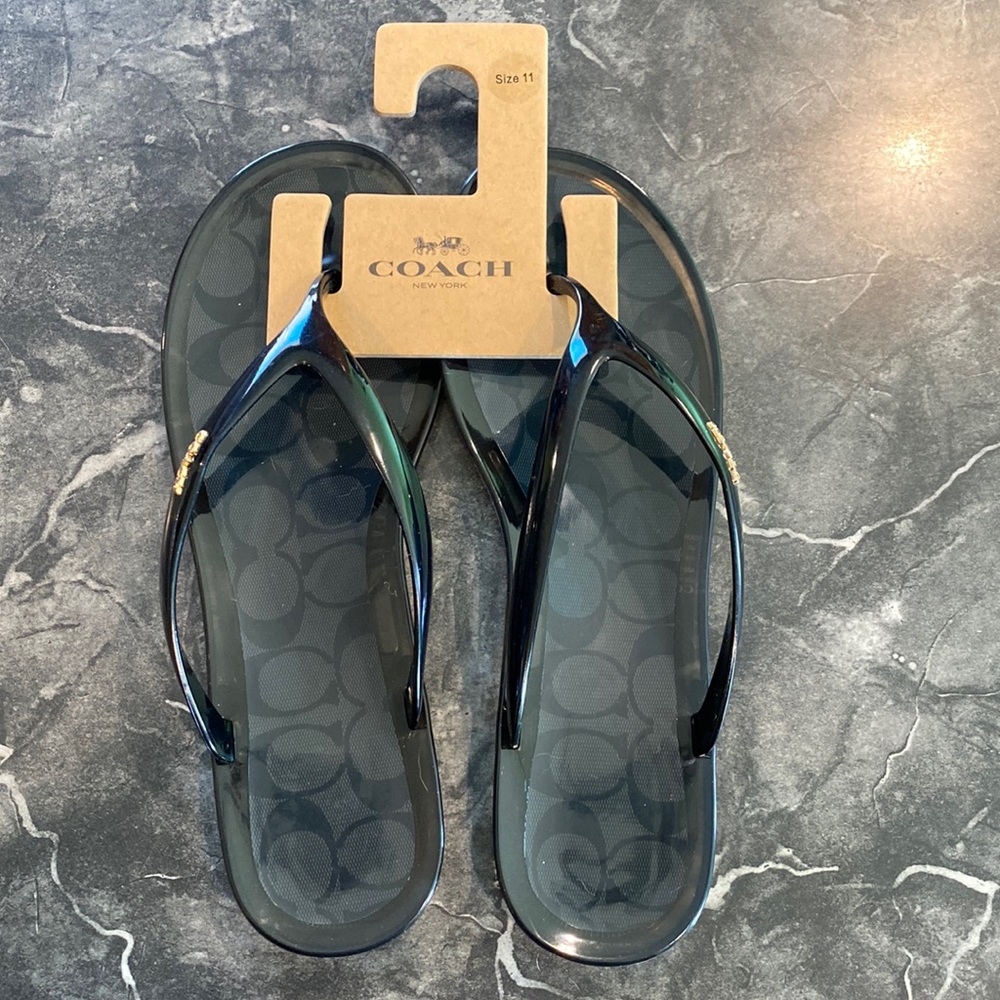 Coach size 11 women’s black flip flop jelly sandals